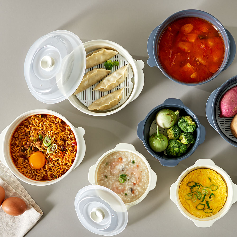 이지앤프리 스팀쿡 찜기 전자레인지 용기 만두 라면용기 2종 대1P + 소1P 이미지 6