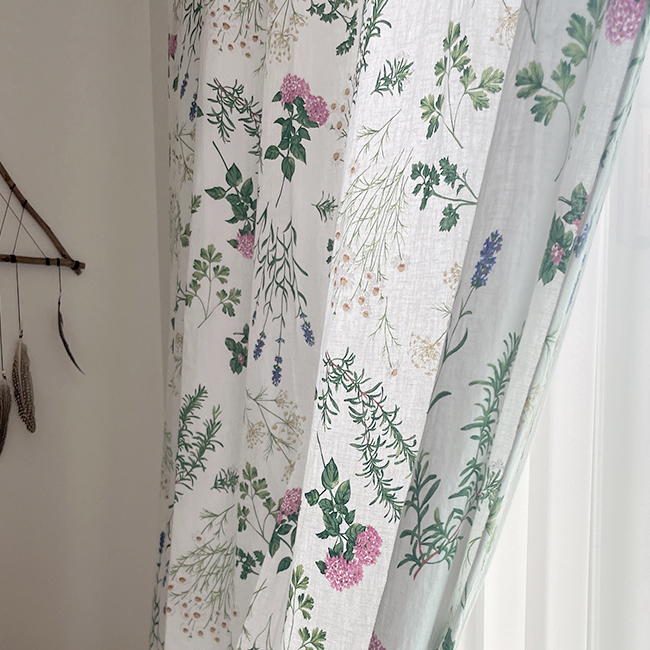 바이아미 메이비 거실 빈티지 꽃무늬 커튼 가로138세로150