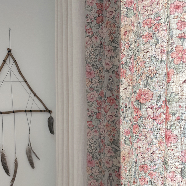 소녀 빈티지 커튼 핀스타일 가로138세로150