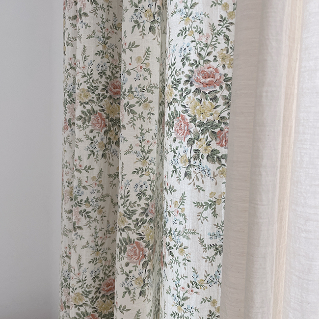 라이크 빈티지 꽃무늬 커튼 핀스타일 가로138세로150