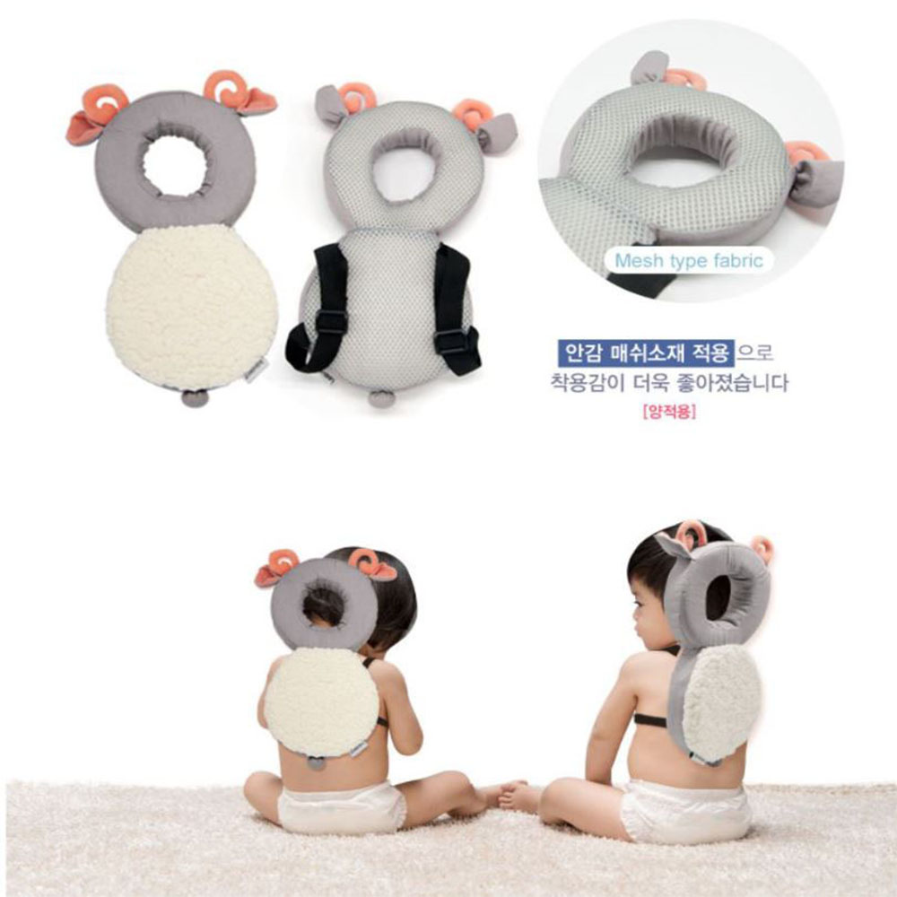 꿀벌 머리쿵 머리보호대 신생아 유아 보호쿠션 돌선물 매쉬소재 통기성 사이즈조절 애착인형 - 상세 이미지 2
