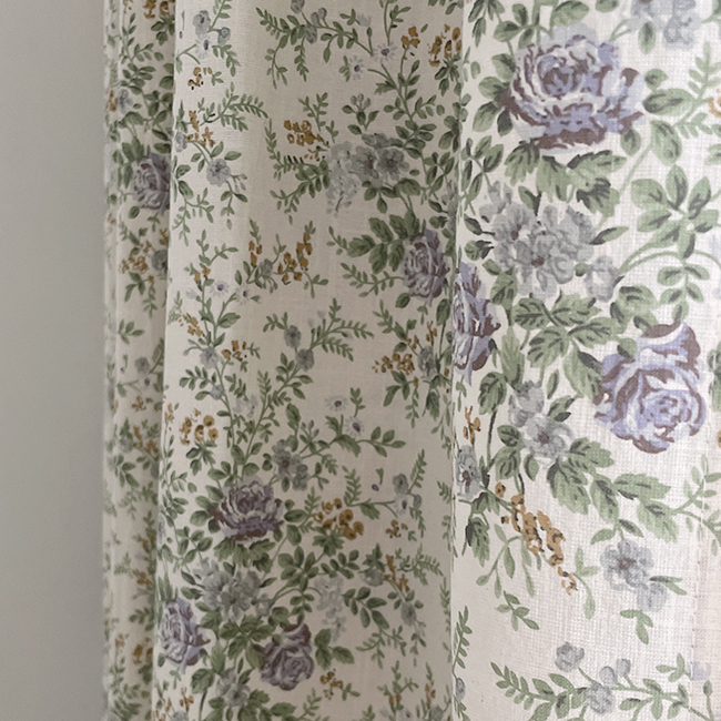 라이크 빈티지 꽃무늬 커튼 핀스타일 가로138세로150