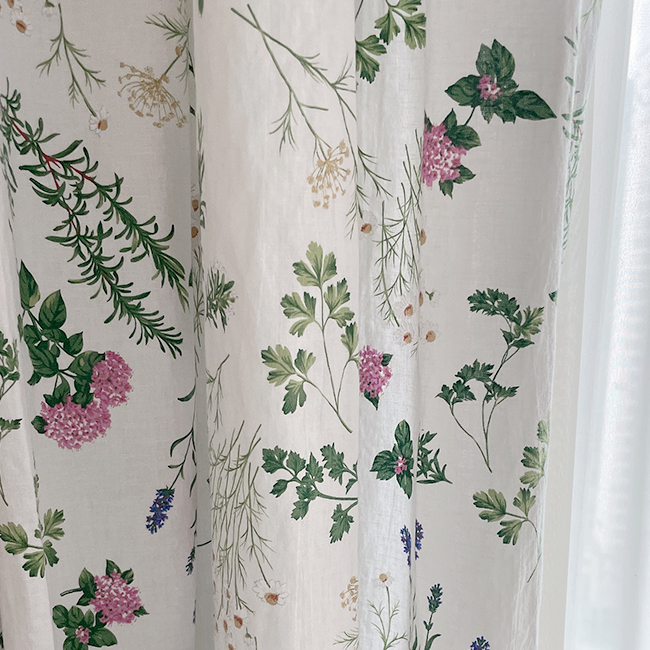 바이아미 메이비 거실 빈티지 꽃무늬 커튼 가로138세로150