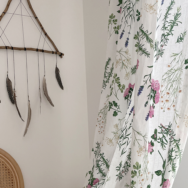 바이아미 메이비 거실 빈티지 꽃무늬 커튼 가로138세로150