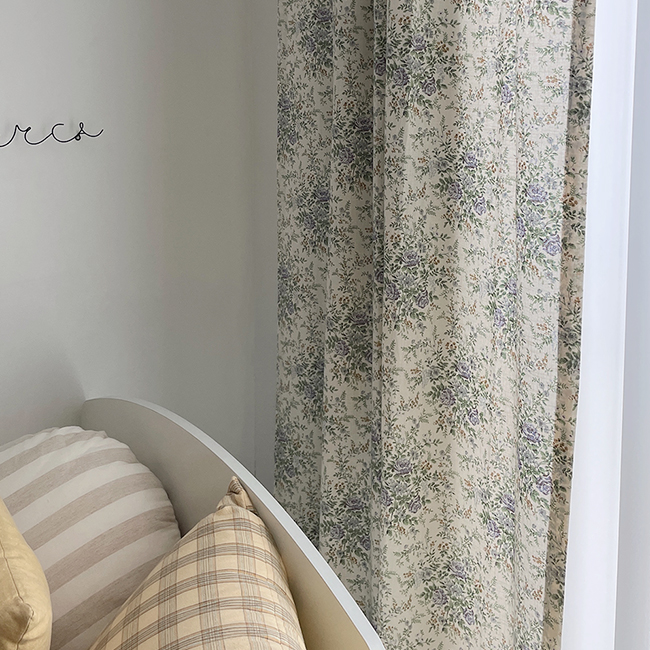 라이크 빈티지 꽃무늬 커튼 핀스타일 가로138세로150