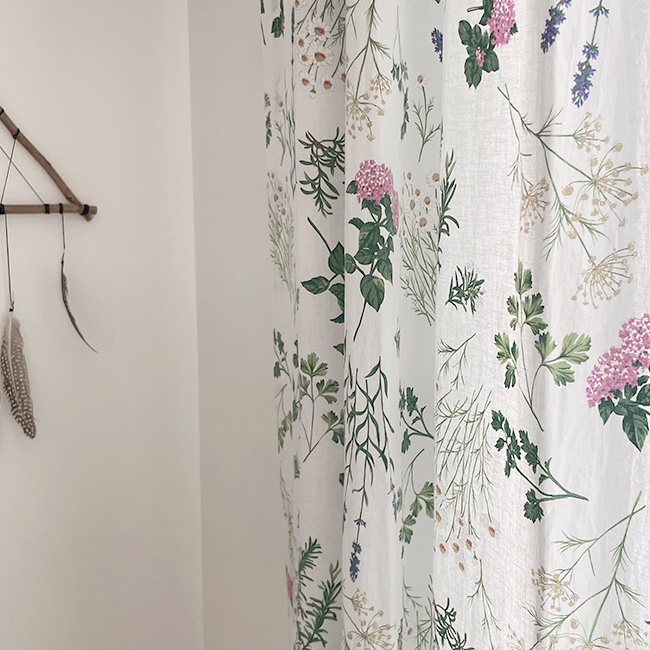 바이아미 메이비 거실 빈티지 꽃무늬 커튼 가로138세로150