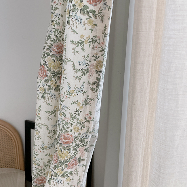 라이크 빈티지 꽃무늬 커튼 핀스타일 가로138세로150