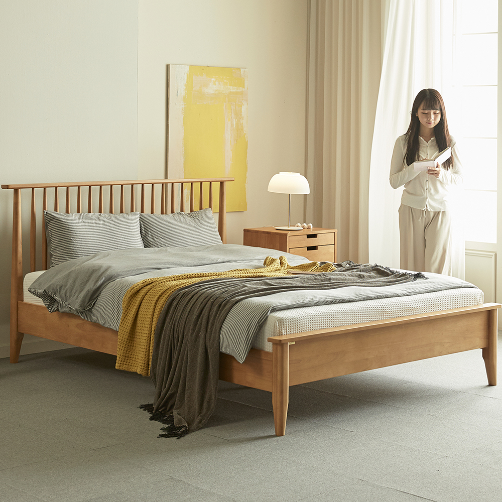 [무료배송] 마티니 고무나무 원목 침대 프레임 Q + IVY 매트리스