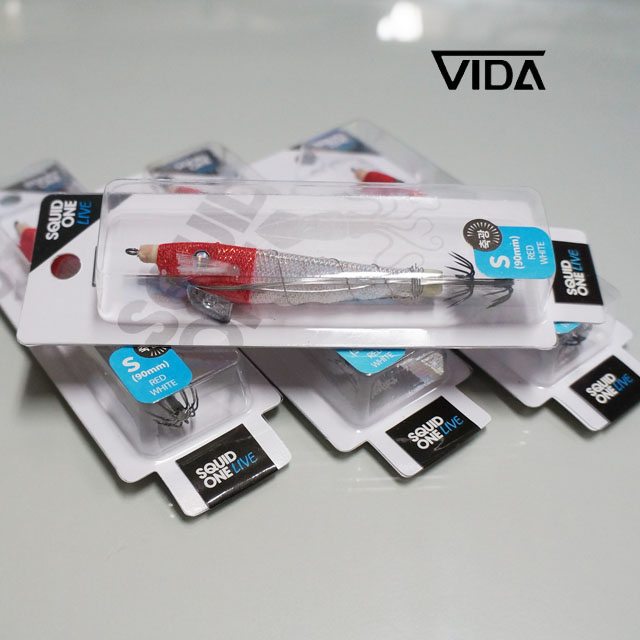 비다컴퍼니 스퀴드원 라이브 S 삼봉에기 낙지 레드화이트 - 상품 이미지