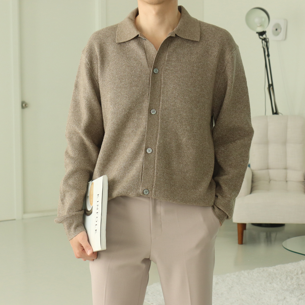 남자가디건 캐시미어 오버핏 하찌 카라 가디건 이미지 4