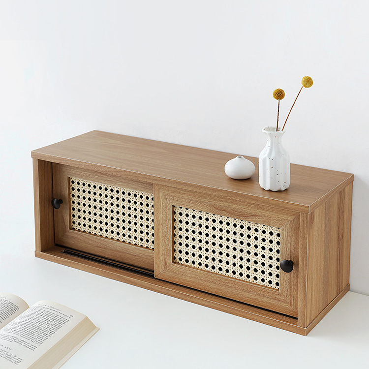 슬라이딩수납함 라탄 미니 원목 수납함 커피보관함