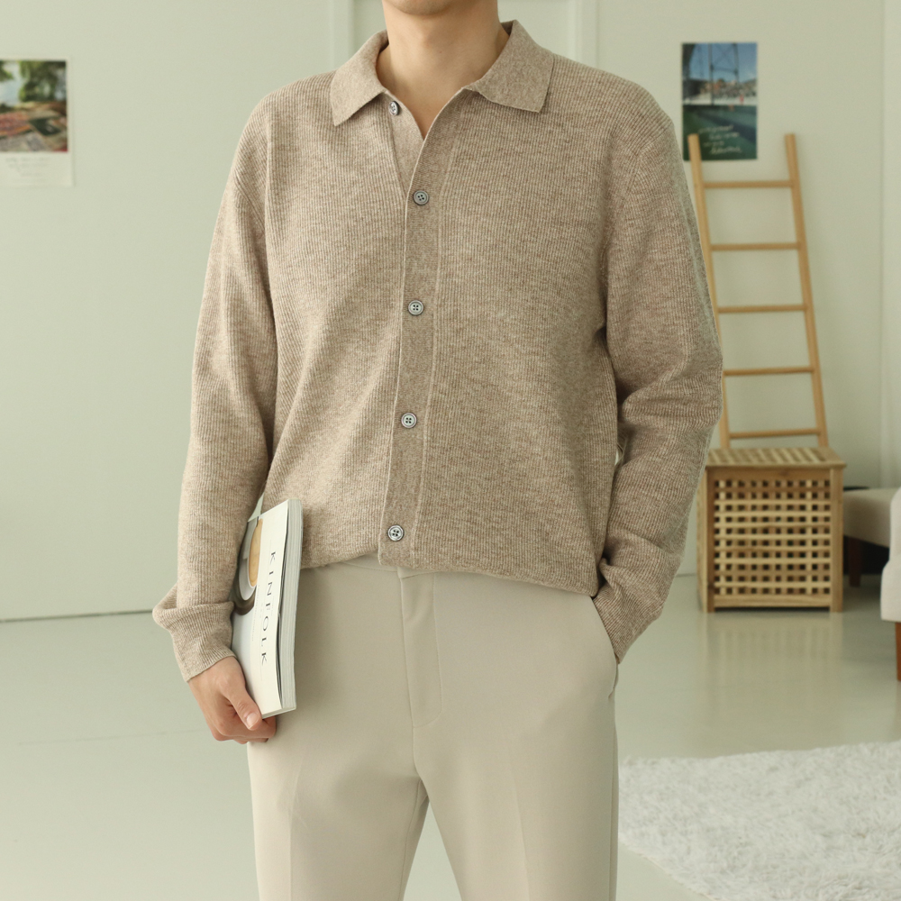 남자가디건 캐시미어 하찌 카라 가디건