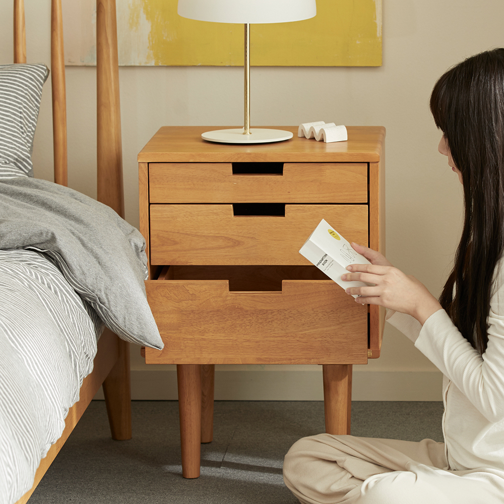 까르엠가구 마티니 3단 원목 침대 협탁