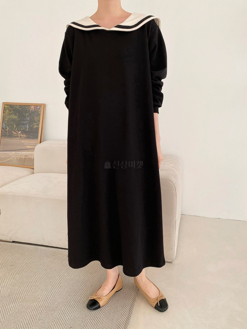 맨투맨원피스 빅사이즈 봄 가을 여성 세라 카라 맥시 롱 원피스