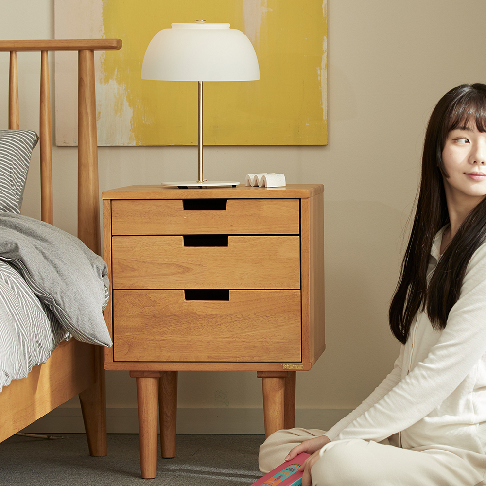 까르엠가구 마티니 3단 원목 침대 협탁