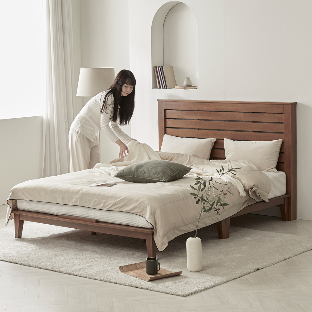 [무료배송] 루크 고무나무 원목 평상형 슈퍼싱글 침대