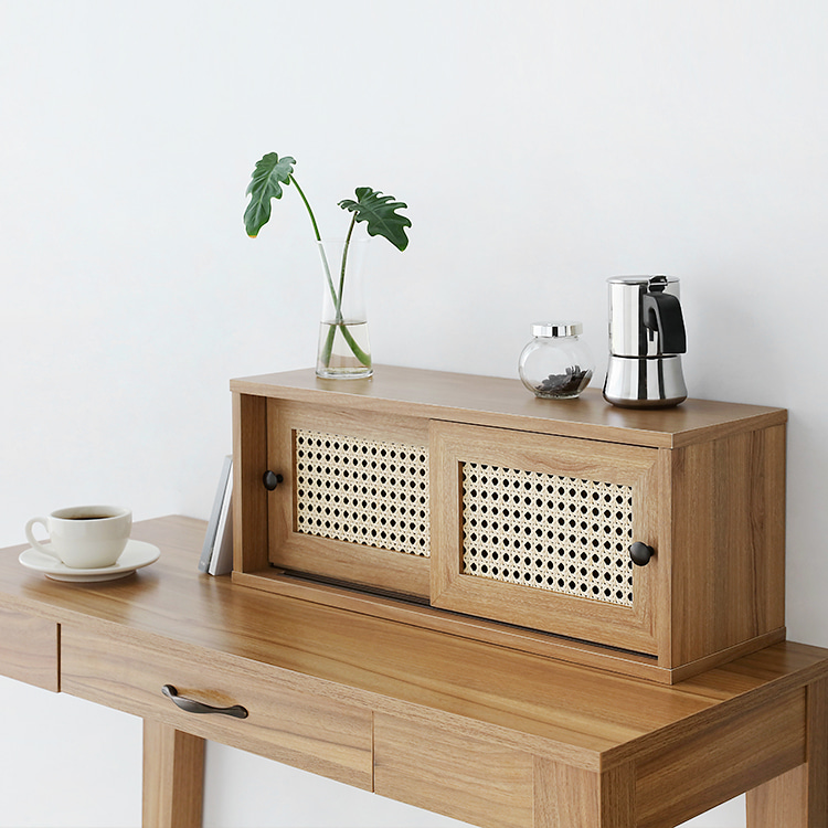 슬라이딩수납함 라탄 미니 원목 수납함 커피보관함