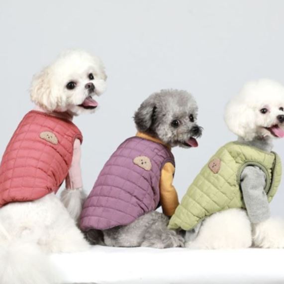 (노마진 땡처리) CP-145 애견 강아지옷 겨울옷 기모 깔깔이 누빔 단추 조끼 기모 퀄팅 패딩