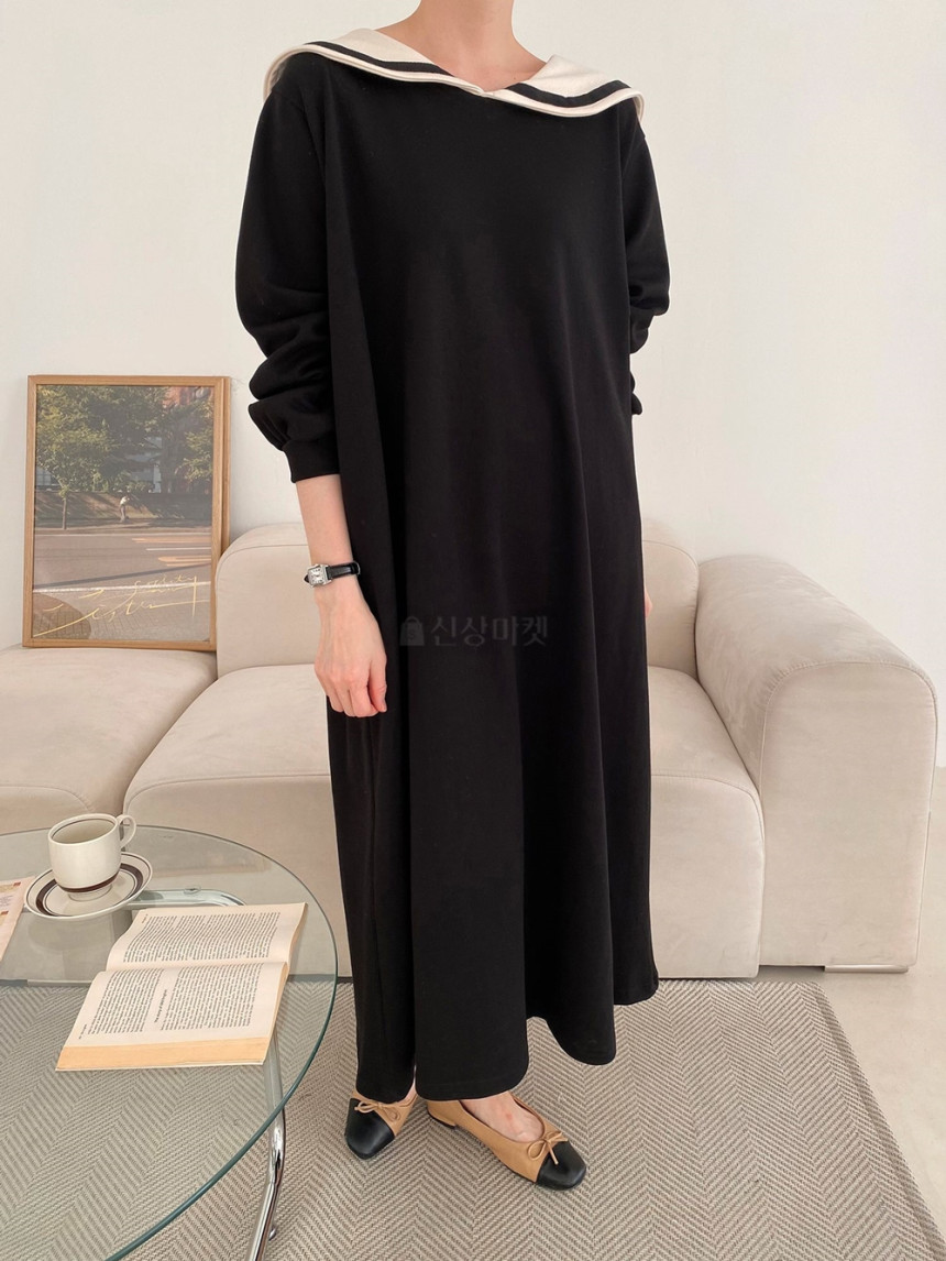 맨투맨원피스 빅사이즈 봄 가을 여성 세라 카라 맥시 롱 원피스