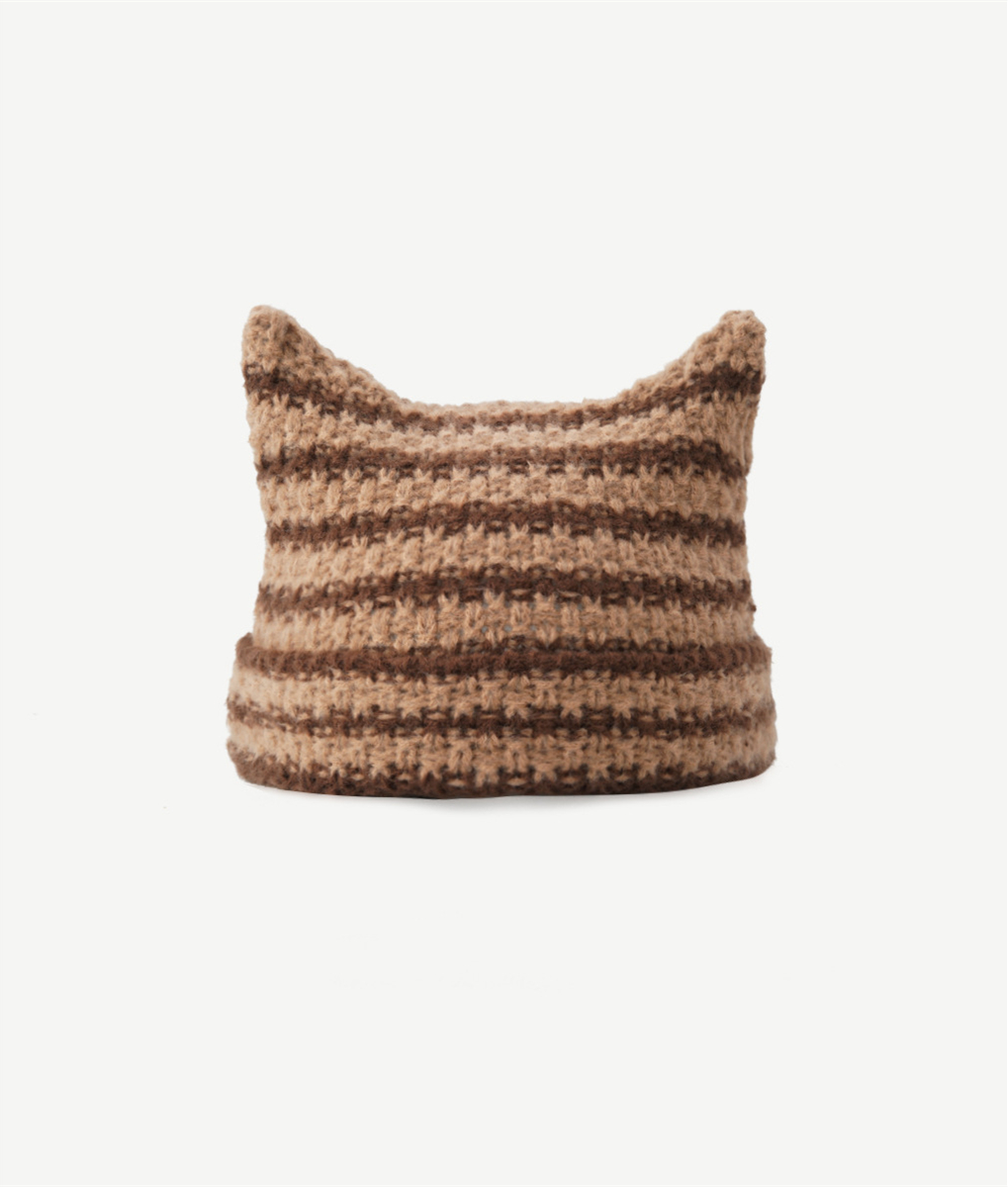 **La mode MAQI - Cat's ear Striped Knit Beanie Hat (V Wear)** (lightstick, fanlight) — authentic K-POP merch sold by BYIT KPOP, fast worldwide shipping  - 100% authentic KPOP Goods by **BYIT KPOP** (Lightstick, Album, Keyring, Photo Card, MD, Figure etc KPOP Merch) - Worldwide shipping, Safe and Fast delivery guaranteed (официальный лайтстик, фанлайт, кей-поп мерч) — authentic K-POP goods (официальный мерч) sold by BYIT KPOP, worldwide shipping (доставка по всему миру)
