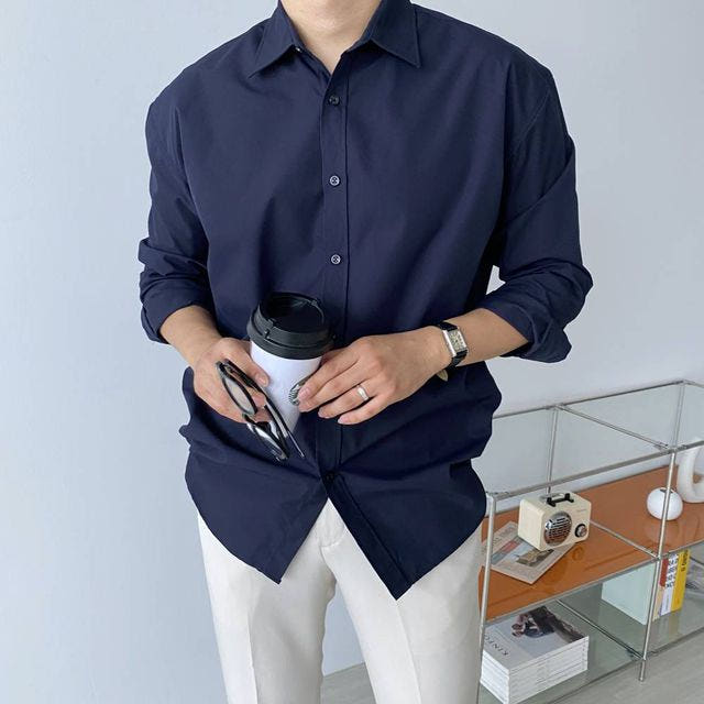 블루트 탄탄 어깨넓어보이는 오버핏 코튼 셔츠