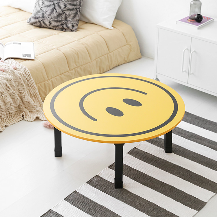 HOMATO 좌식테이블 라운드 D80 옐로우스마일 3848.0519