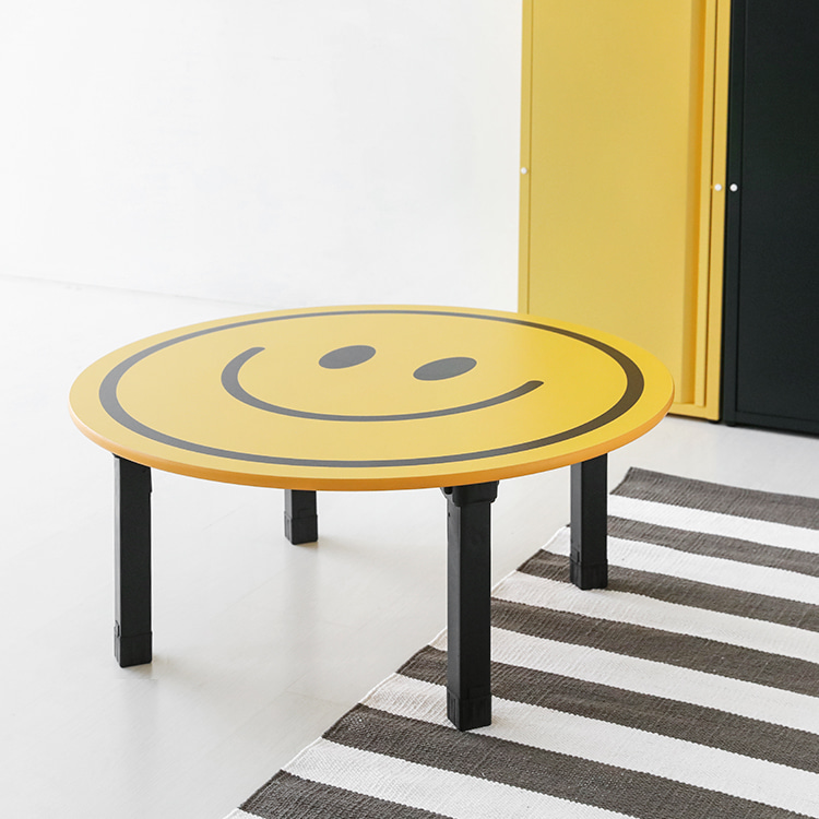 HOMATO 좌식테이블 라운드 D80 옐로우스마일 3848.0519
