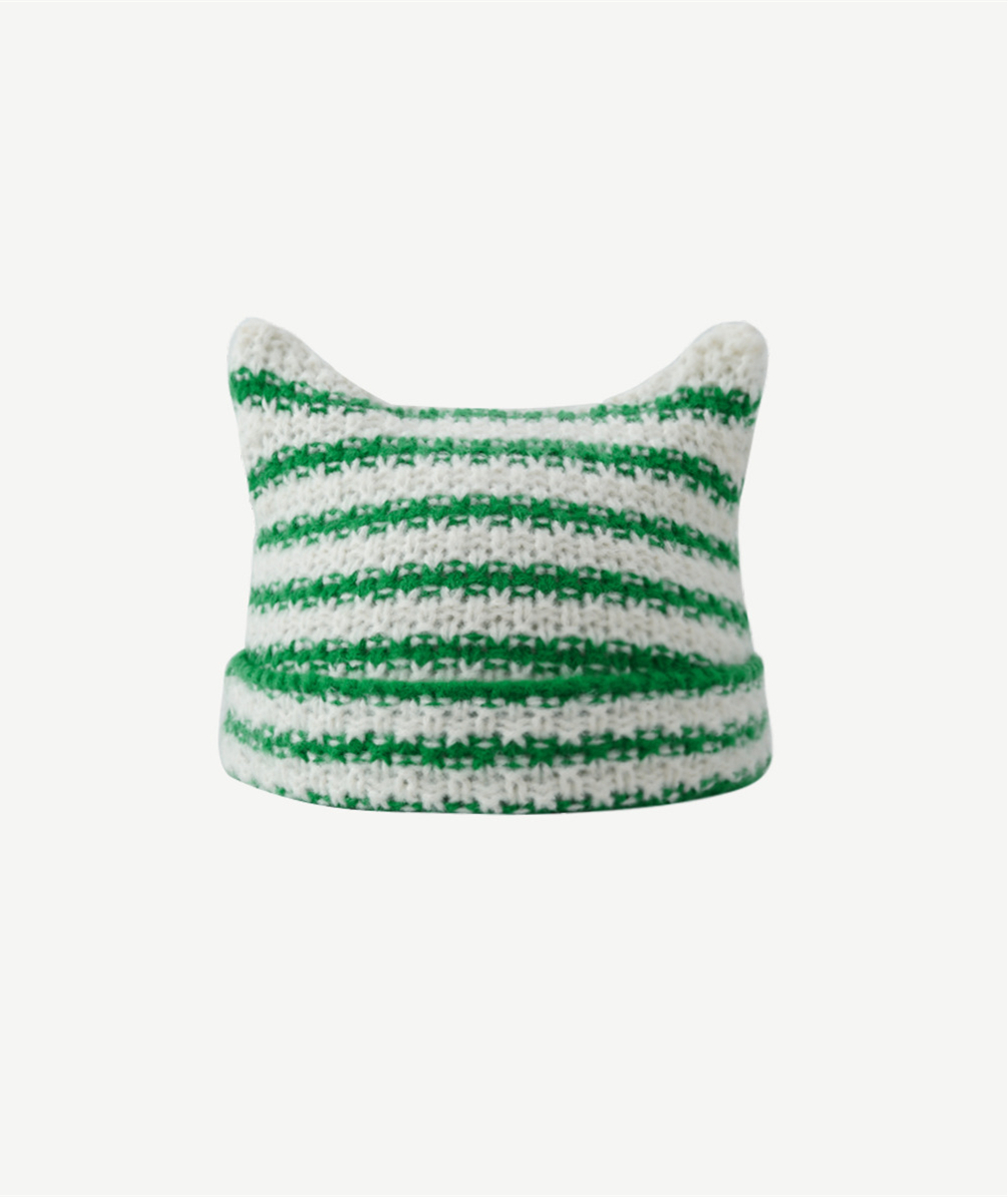 **La mode MAQI - Cat's ear Striped Knit Beanie Hat (V Wear)** (lightstick, fanlight) — authentic K-POP merch sold by BYIT KPOP, fast worldwide shipping  - 100% authentic KPOP Goods by **BYIT KPOP** (Lightstick, Album, Keyring, Photo Card, MD, Figure etc KPOP Merch) - Worldwide shipping, Safe and Fast delivery guaranteed (официальный лайтстик, фанлайт, кей-поп мерч) — authentic K-POP goods (официальный мерч) sold by BYIT KPOP, worldwide shipping (доставка по всему миру)