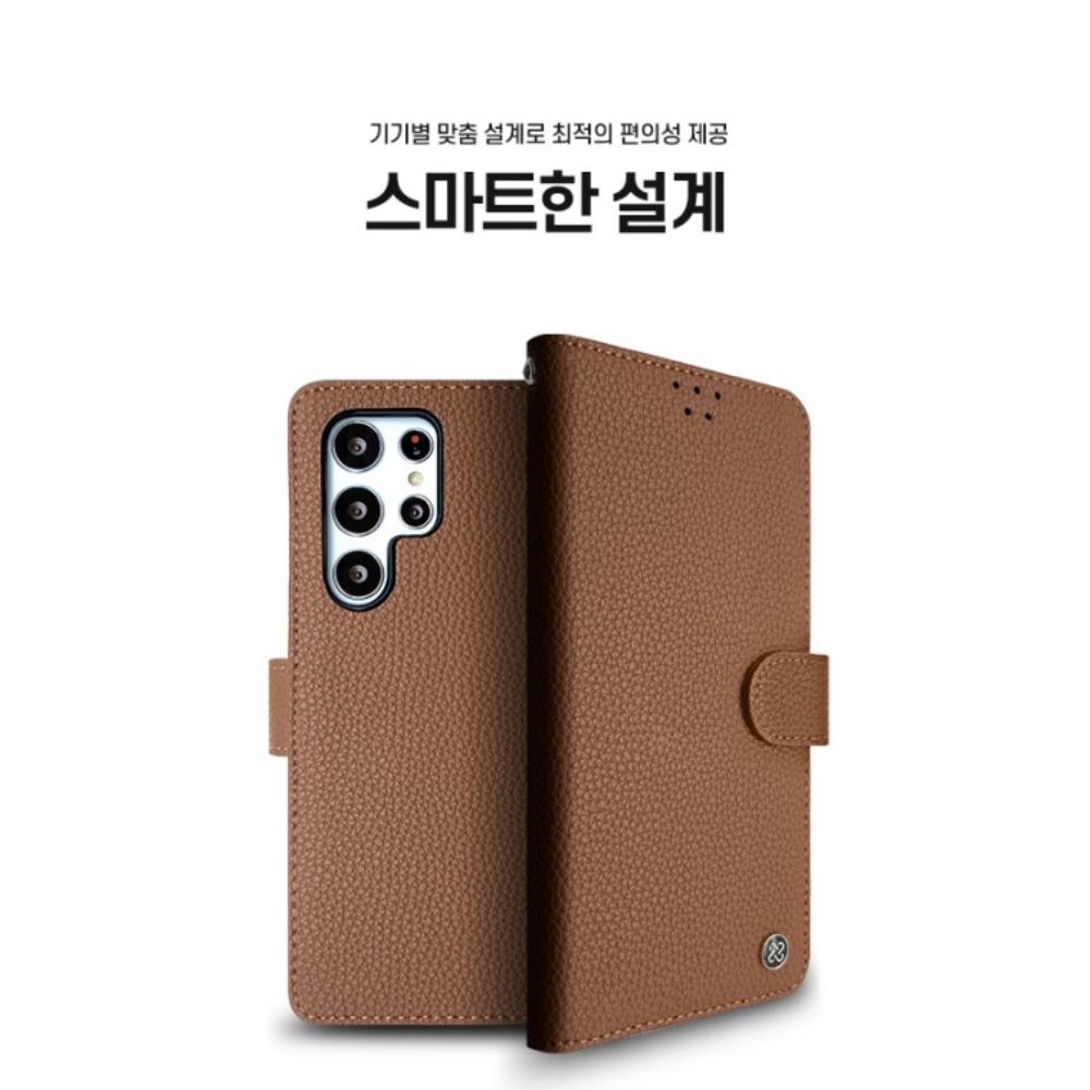 카이저 소가죽 다이어리 카드 지갑 케이스 보르도레드, 갤럭시 점프4 - 상세 이미지 3