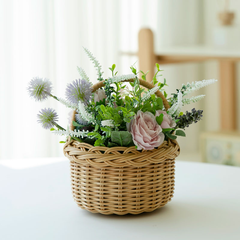 쁘띠 라탄바구니 간식 수납 바스켓 미니 정리 손잡이 사탕 꽃 감성 피크닉