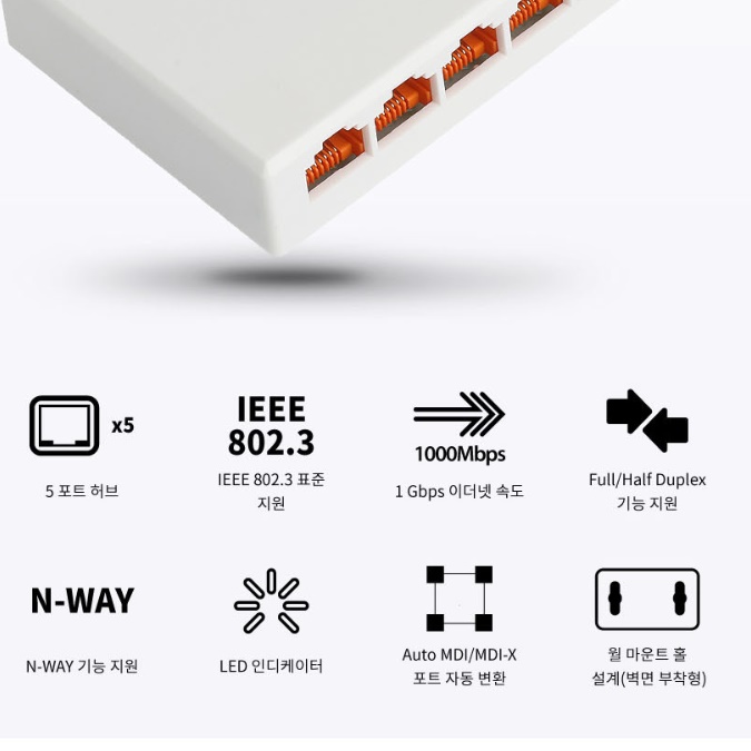 이더넷 스위치 5포트 사무실 기가 인터넷 허브 랜선 허브 이미지 8