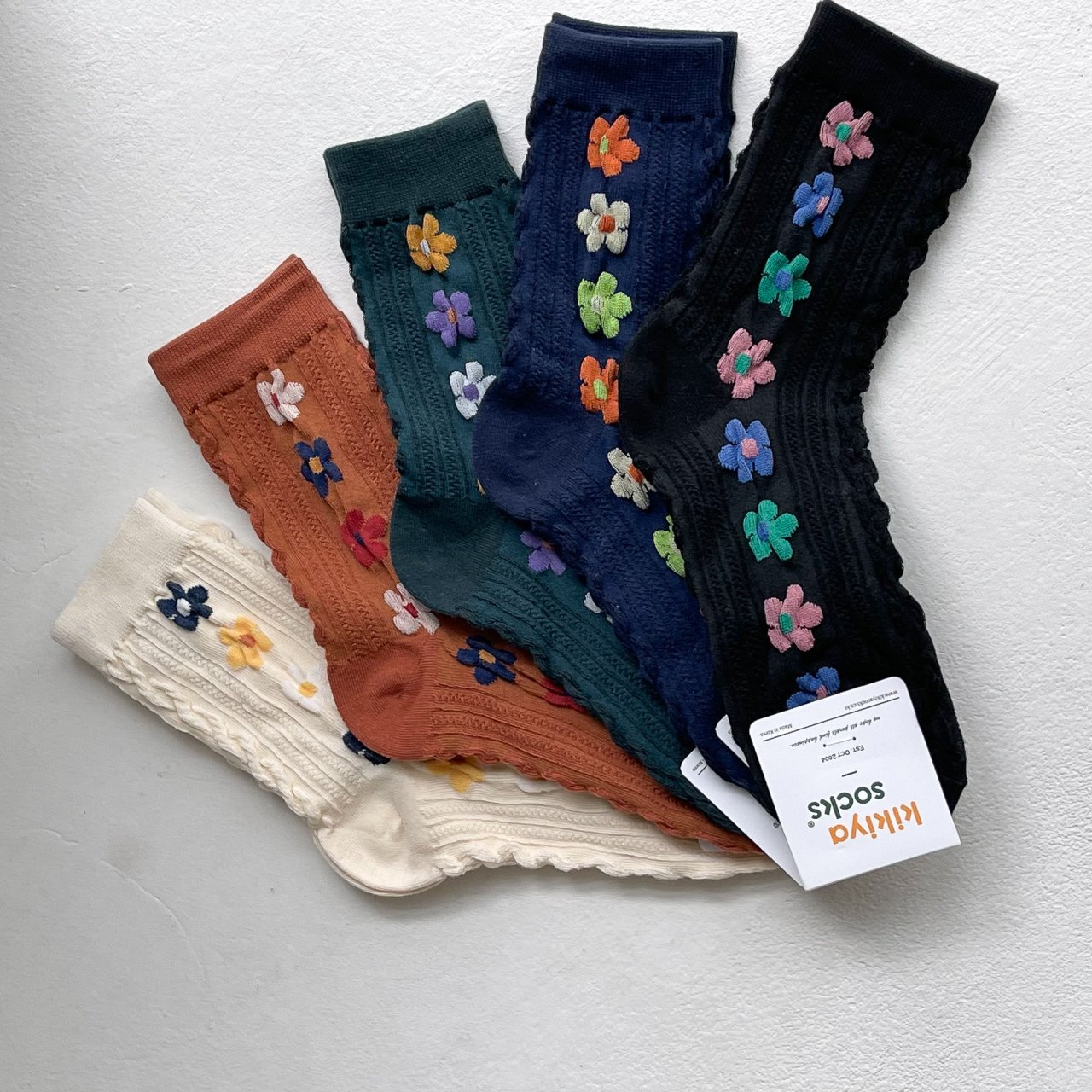 [리햅] 빈티지 라인 플라워 레이스 패턴 양말 여성 삭스