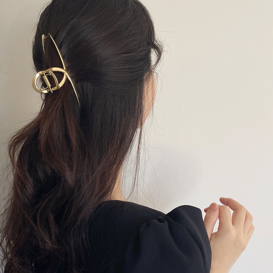 레이스룸 꼬임 헤어 반묶음 집게 핀 올림 머리 메탈 국산