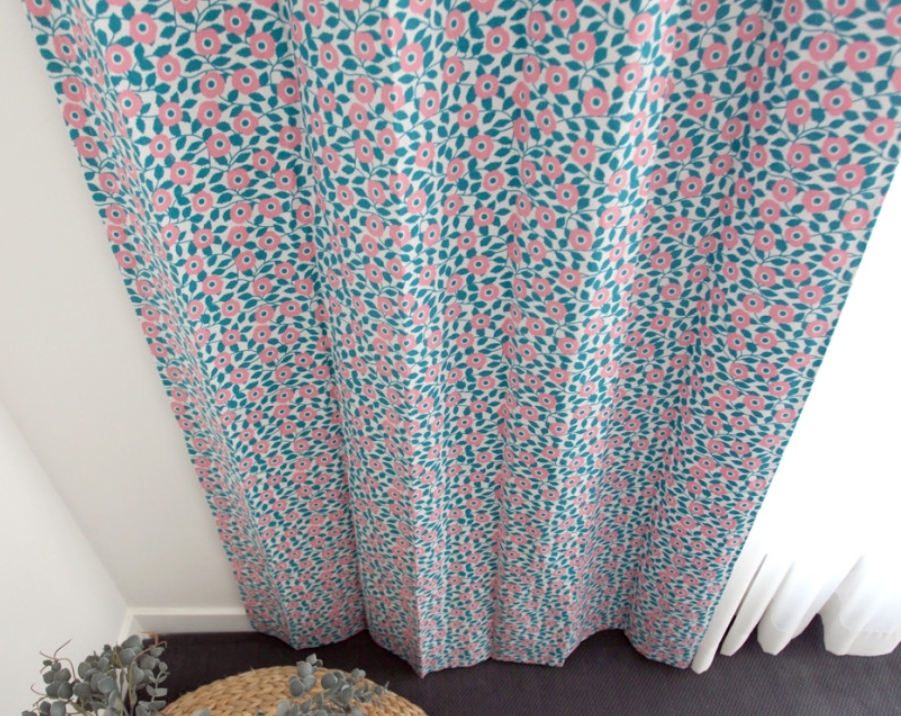 민트쵸콜릿 꽃무늬 아이방커튼 S - 100x150 핀꽂이