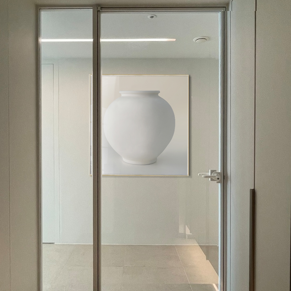 달항아리그림 기원 프리미엄 원목 액자 중형12호 50x50 돈들어오는 풍수 인테리어 선물