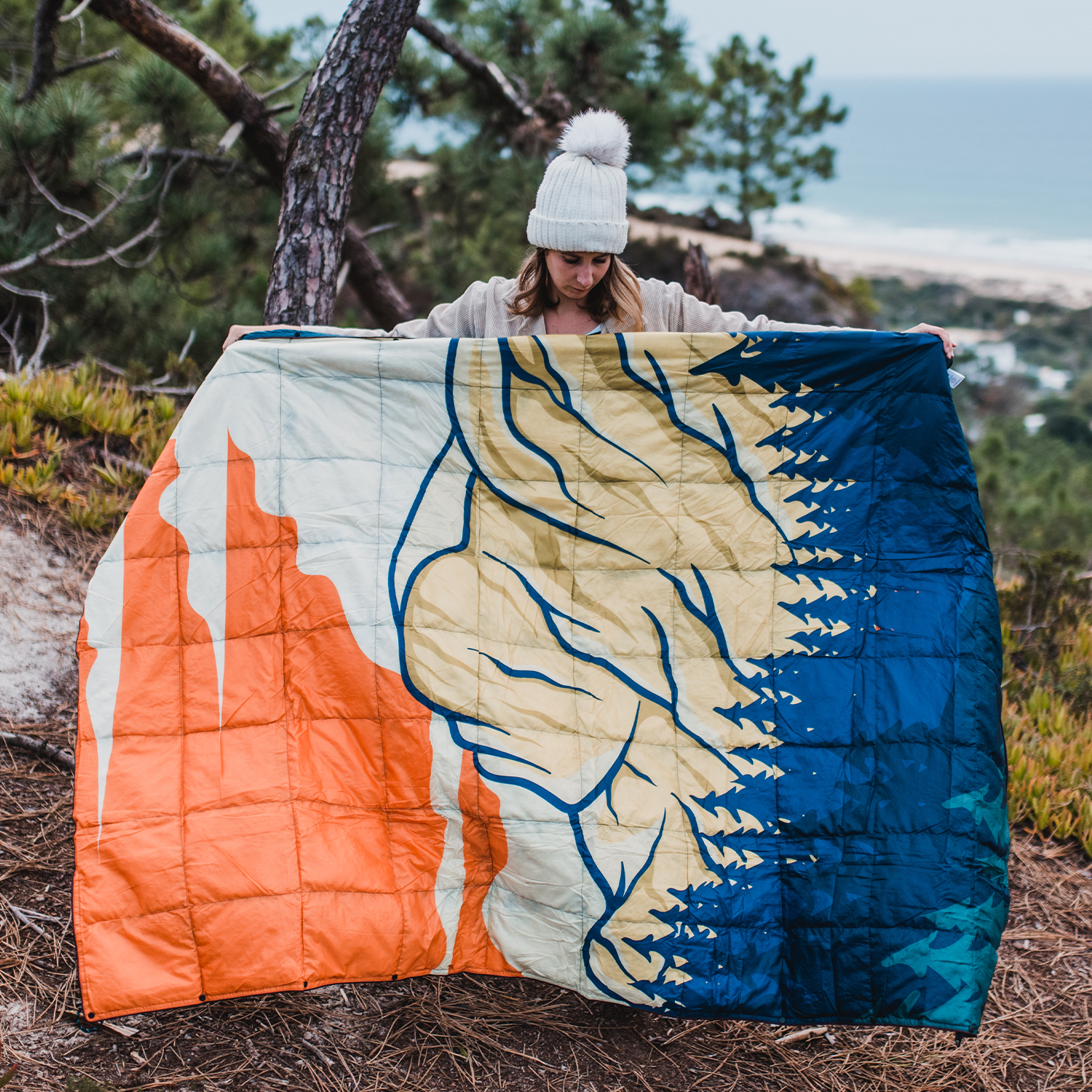 덕다운 패딩담요 캠핑이불 차박 초경량 사계절 다용도 침낭 블랭킷 프로 블루마운틴