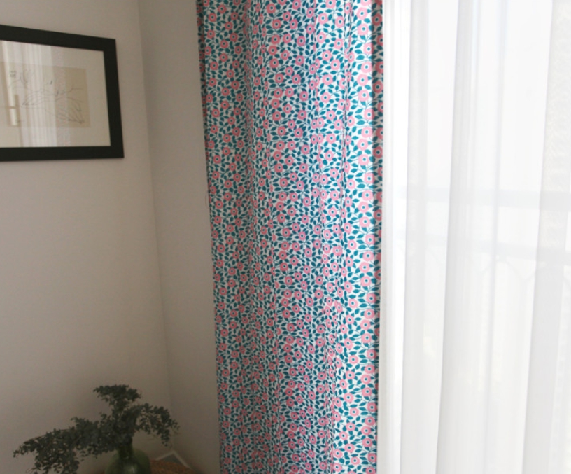 민트쵸콜릿 꽃무늬 아이방커튼 S - 100x150 핀꽂이