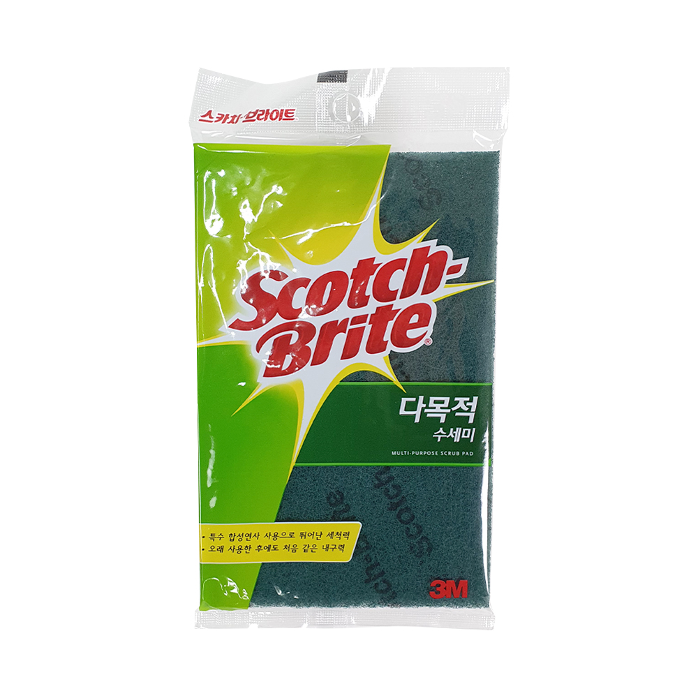 3M 다목적수세미 1매입 설거지 청소 다목적 다용도 사각 양면 수세미 - 상품 이미지