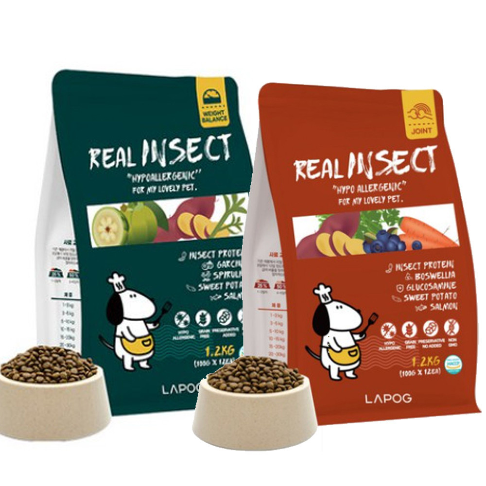 라포그 사료 리얼 인섹트 소프트키블 스킨 저알러지 1kg +프리미엄 터키츄 하드링S 2개