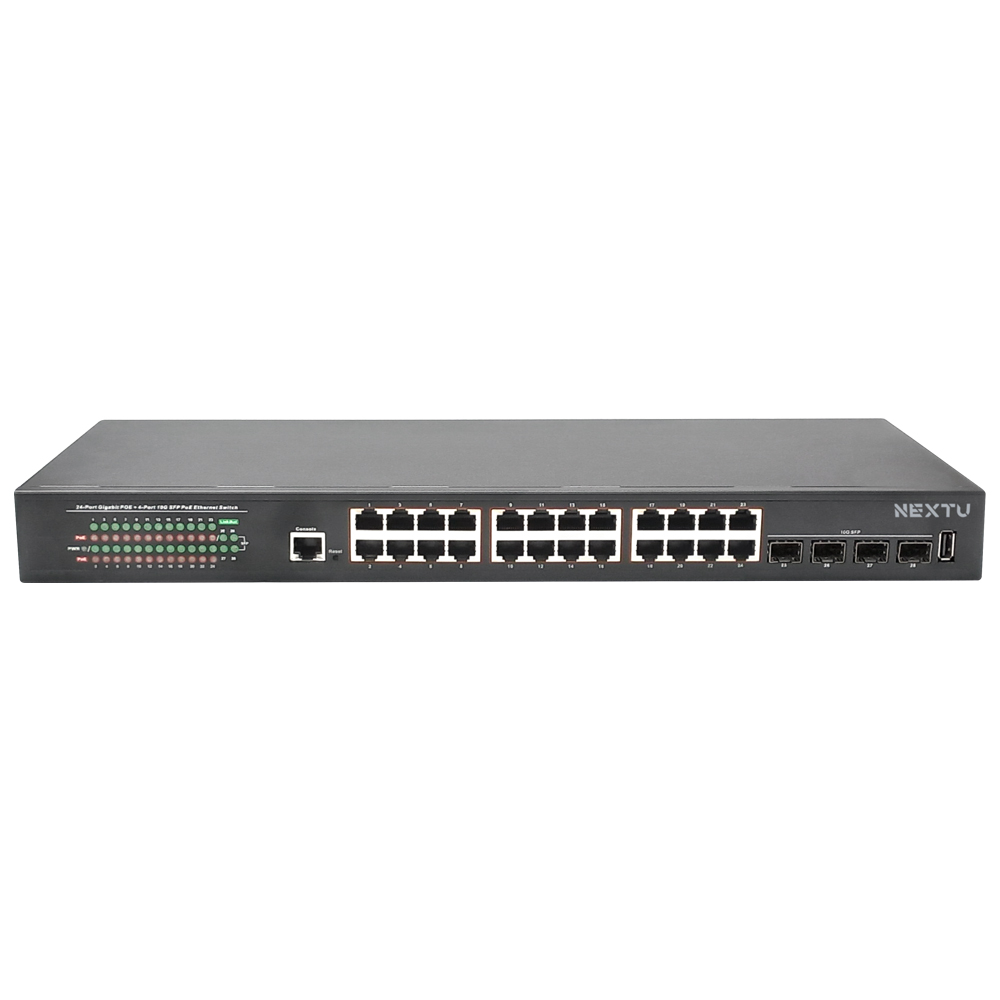 넥스트유 L2 24포트 울트라POE 10G 4SFP 매니지먼트 스위치 POE7128L2-10G - 상품 이미지