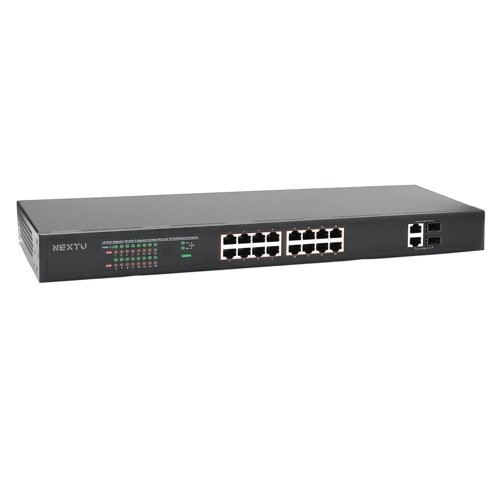 넥스트유 16포트 기가 POE+GbE 2TP/2SFP 250W 스위칭허브 POE3120TP-SFP - 상세 이미지 2