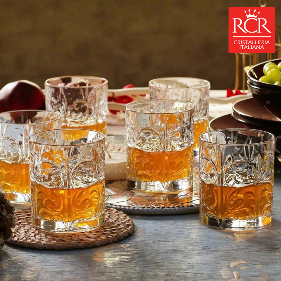 RCR 크리스탈 위스키잔 고급 술잔 선물세트 6P 340ml, 6개, 타투 언더락잔