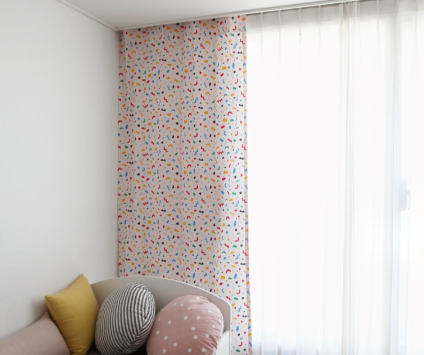 잇츠 꽃무늬 아이방 커튼 핀스타일 S - 100x150