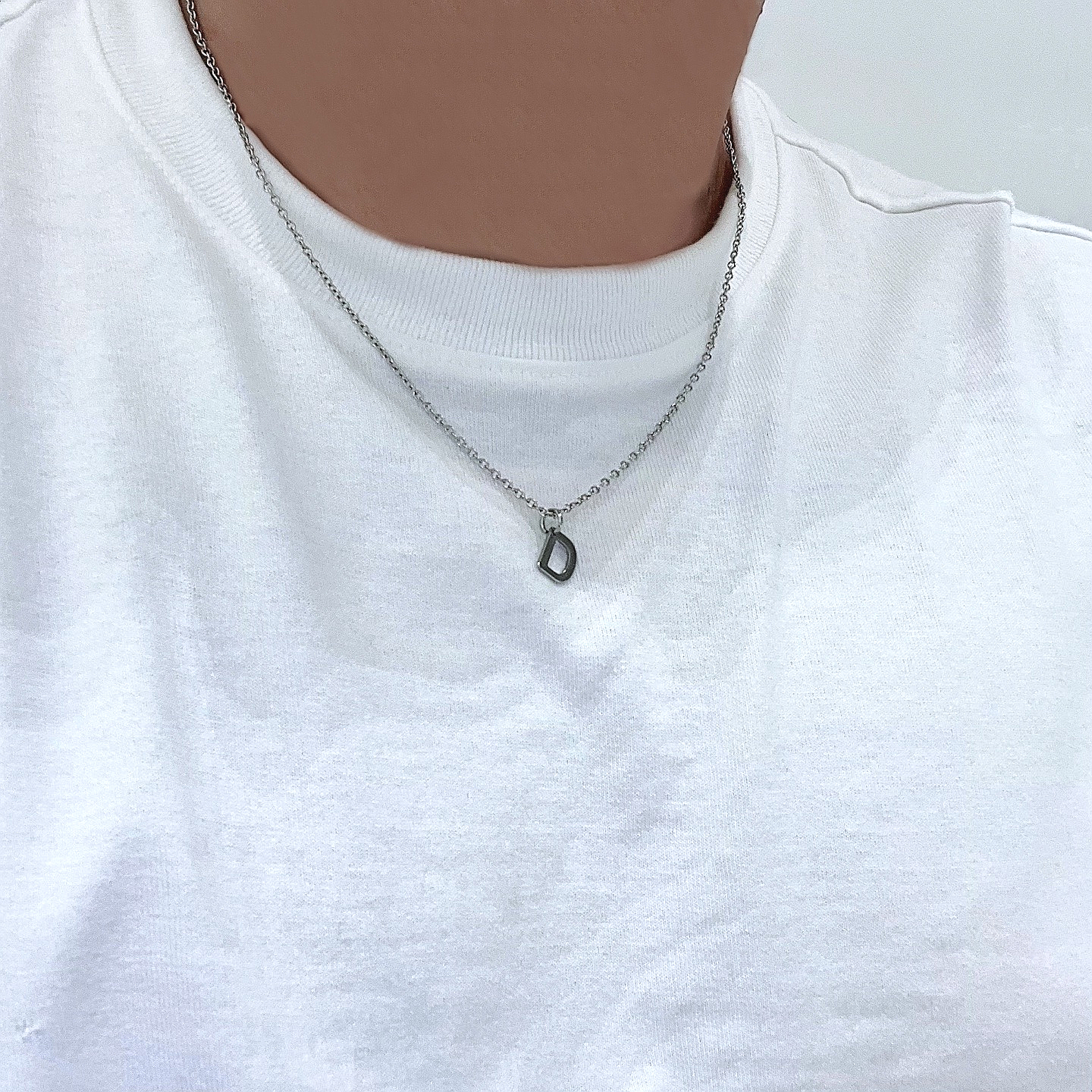 이니셜 써지컬 목걸이 우정 여자 남자 명품 목걸이 : 진씨