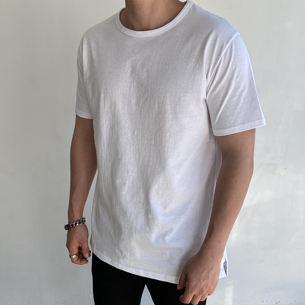 남자 티셔츠 레이어드 티 사계절 반팔 밑단 트임 - 상세 이미지 3