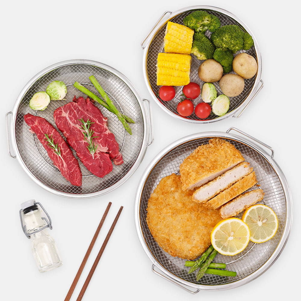 올스텐 핸들형 채반+접시 세트 / 야채 채망 바구니 22cm, 1개 - 상세 이미지 2