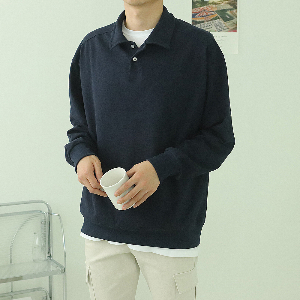 남자맨투맨 남자카라티 헨리넥 커플 남성오버핏맨투맨 이미지 4