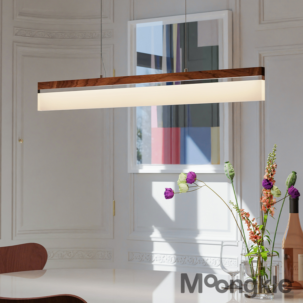 뭉클조명 헤이즈 LED 식탁등 원목 월넛 850 펜던트 조명