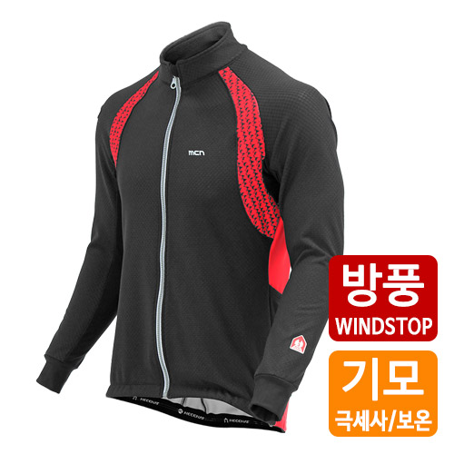 엠씨엔 겨울 자전거 기모 져지 자켓 방한 방풍 사이클상의 라이딩복 - 상세 이미지 3