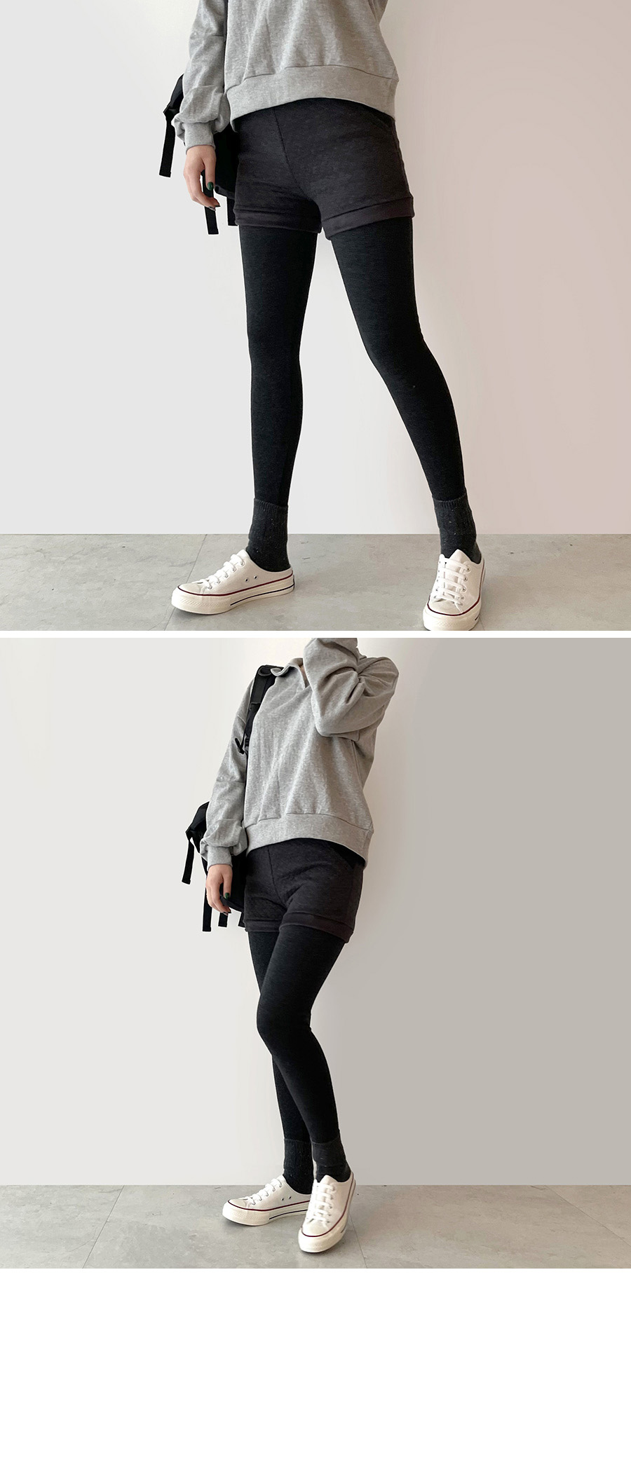 F-XL 누빔 밍크 융털 기모 안감 누비 3부 밴딩 피치 바지 반바지 레깅스 빅사이즈 상세 이미지 10